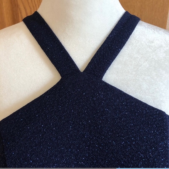Navy sparkly halter prom dress - Picture 3 of 16